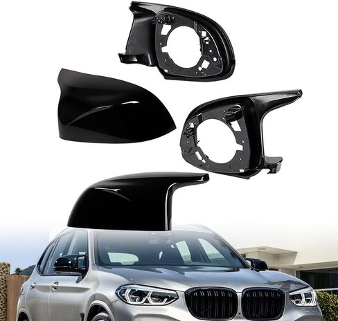 Left Right Glossy Black Side Mirror Shells Frames Kit Replacement for 2018-2023 BMW X3 G01 X4 G02 X5 G05 X6 G06 X7 G07 X3M F97 X4M F98 X5M F95 X6M F96 in Kuwait