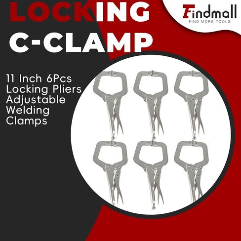 FindMall 11 بوصة قفل C-Clamp 5pack قفل Cliers مشابك اللحام القابلة للتعديل ملزمة مع نصيحة منتظمة ودوارة لمزرعة المنزل والسيارات in Kuwait
