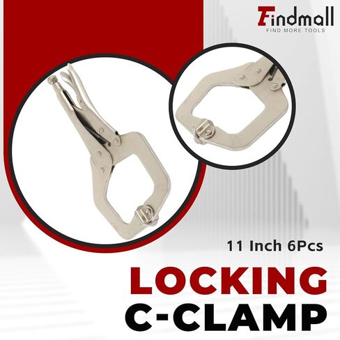 FindMall 11 بوصة قفل C-Clamp 5pack قفل Cliers مشابك اللحام القابلة للتعديل ملزمة مع نصيحة منتظمة ودوارة لمزرعة المنزل والسيارات in Kuwait