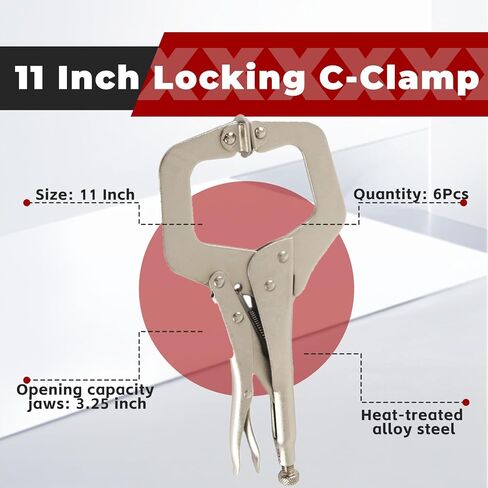 FindMall 11 بوصة قفل C-Clamp 5pack قفل Cliers مشابك اللحام القابلة للتعديل ملزمة مع نصيحة منتظمة ودوارة لمزرعة المنزل والسيارات in Kuwait