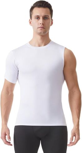 Fashion Compression Shirts for Men 1/2 Single Arm Short Sleeve Athletic Base Layer T Shirt for Workout Basketball in Kuwait
