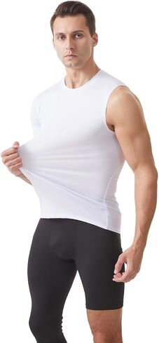 Fashion Compression Shirts for Men 1/2 Single Arm Short Sleeve Athletic Base Layer T Shirt for Workout Basketball in Kuwait