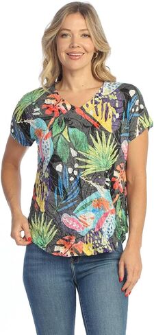 Jess & Jane Rayon Burnout Screded Short Sleeve Top - RC7 in Kuwait