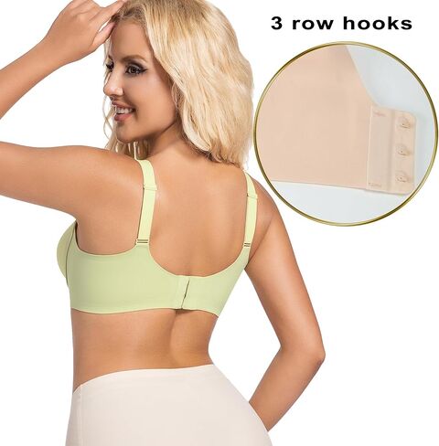 PRETTYWELL Wireless Bras for Women Molded Cup Comfort Seamless Push up No Underwire V-Neck Everyday Bra A to D Cup in Kuwait