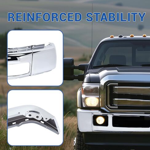 KUAFU Front Bumper Face Bar Compatible with 2005-2007 Ford F-250 F-350 Excursion Super Duty Replacement for 5C3Z17757BA FO1002392 Steel Chrome Silvery in Saudi Arabia