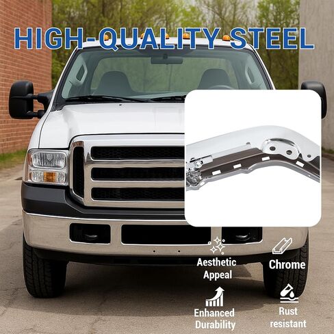 KUAFU Front Bumper Face Bar Compatible with 2005-2007 Ford F-250 F-350 Excursion Super Duty Replacement for 5C3Z17757BA FO1002392 Steel Chrome Silvery in Saudi Arabia