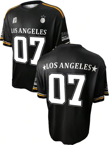 Floerns Men's Jersey Letter Print Graphic Oversized T Shirt Short Sleeve Crewneck Casual Football Jersey Shirts in Saudi Arabia