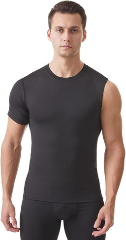 Fashion Compression Shirts for Men 1/2 Single Arm Short Sleeve Athletic Base Layer T Shirt for Workout Basketball in Saudi Arabia