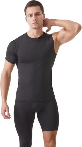 Fashion Compression Shirts for Men 1/2 Single Arm Short Sleeve Athletic Base Layer T Shirt for Workout Basketball in Saudi Arabia