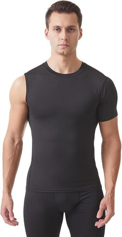 Fashion Compression Shirts for Men 1/2 Single Arm Short Sleeve Athletic Base Layer T Shirt for Workout Basketball in Kuwait