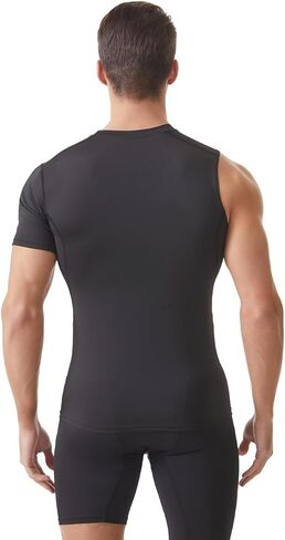 Fashion Compression Shirts for Men 1/2 Single Arm Short Sleeve Athletic Base Layer T Shirt for Workout Basketball in Kuwait