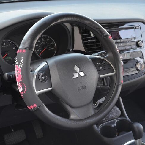 BDK Red Hawaiian Car Steering Wheel Cover - Durable Rubber Backing Protects Steering Wheel (Red Hawaiian Hibiscus) in Saudi Arabia