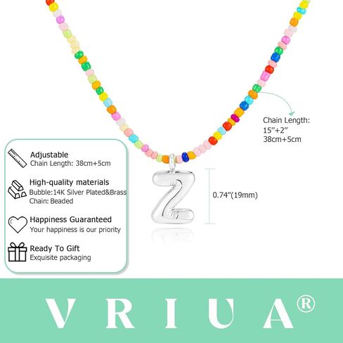 Vriua قلادة أولية ملونة للنساء - قلادة فقاعة مصنوعة يدويًا قلادة بذيئة لطيفة شاطئية بوهو للنساء قلادة قلادة المجوهرات العصرية in Kuwait