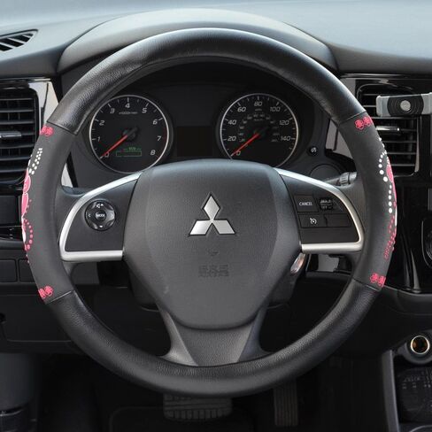 BDK Red Hawaiian Car Steering Wheel Cover - Durable Rubber Backing Protects Steering Wheel (Red Hawaiian Hibiscus) in Saudi Arabia