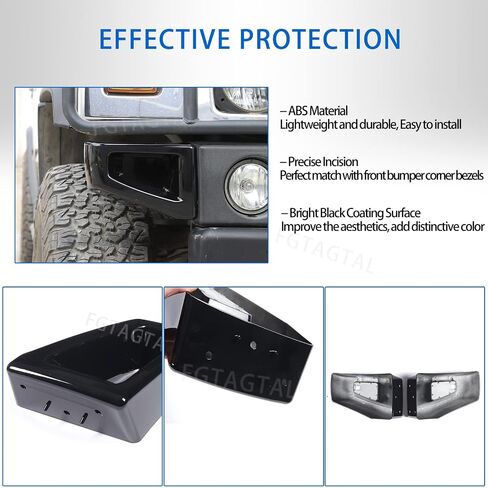 يدوم الزاوية الأمامية البديل المتوافق مع Hummer H2 2003-2009 SUV SUT ، ABS Pront Corner Corner Cover Cover Cover Cover ، 2pcs (Silver Bright) in Kuwait
