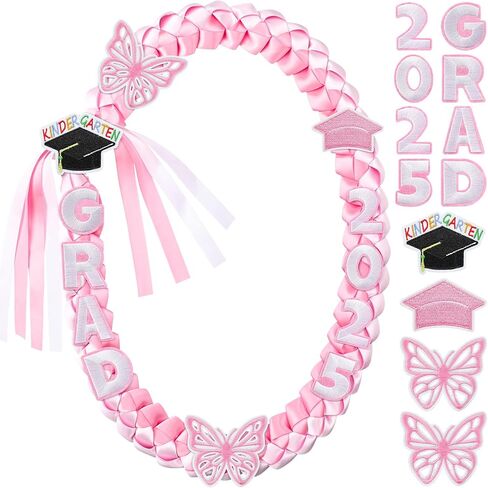 تخرج Hotop Hotop Leis Kids Classergarten Class of 2025 Money Leis 47.2 inch double loved necklace for boys girls arvon ripbon handmade congrats gift in Kuwait
