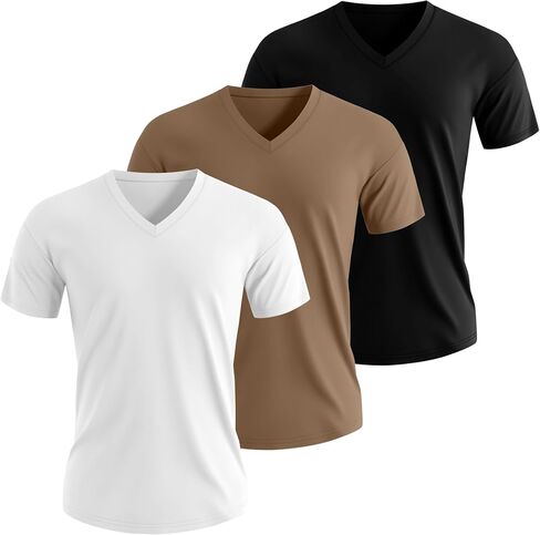 3 حزمة من القطن 95 ٪ من القطن والطويل القامة V الرقبة L-5XL بالإضافة إلى حجم قصير الأكمام ناعمة 2025 الصيف تي شيرت in Saudi Arabia
