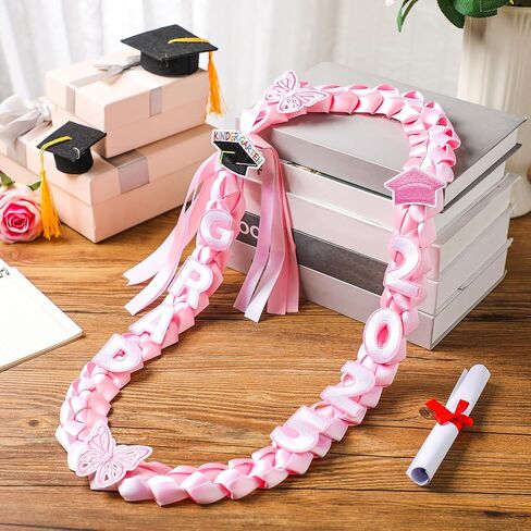 تخرج Hotop Hotop Leis Kids Classergarten Class of 2025 Money Leis 47.2 inch double loved necklace for boys girls arvon ripbon handmade congrats gift in Kuwait