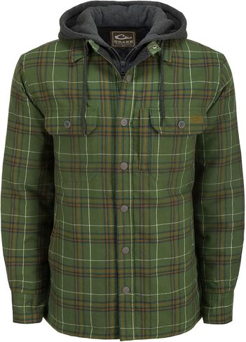 Drake Waterfowl Men Campfire Flannel Hoodie | Warm Full-Zip Outdoor Jacket Shirt |Collar with Attached Adjustable Hood in Saudi Arabia