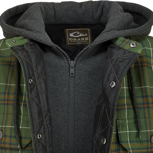 Drake Waterfowl Men Campfire Flannel Hoodie | Warm Full-Zip Outdoor Jacket Shirt |Collar with Attached Adjustable Hood in Saudi Arabia