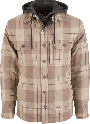 Drake Waterfowl Men Campfire Flannel Hoodie | قميص سترة في الهواء الطلق دافئ في الهواء الطلق | طوق مع غطاء محرك قابلة للتعديل in Kuwait