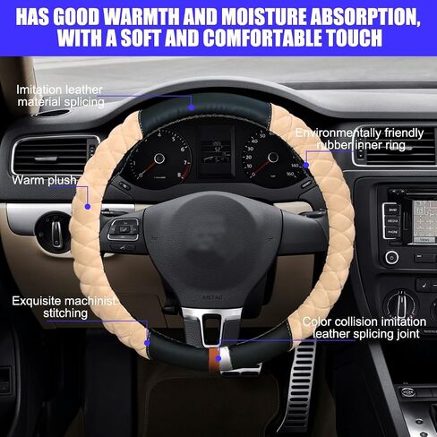 Car Steering Wheel Cover, Anti Slip Fluffy Vehicle Wheel Protector, 15 Inch Winter Plush Warm Automotive Wheel Protection Cover Accessories, Universal for SUV, Sedan, Truck(Red) in Saudi Arabia