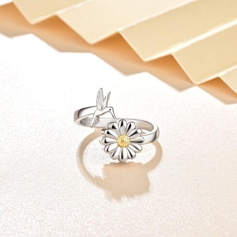 Cremation Urn Ring 925 Sterling Silver Sunflower Daisy Hummingbird/Rose Flower Dragonfly Urn Ring Holds Loved Ones Ashes Cremation Keepsake Jewelry in Saudi Arabia