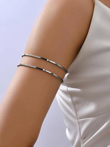 Arm Cuff Bracelet for Women Gold Arm Cuff Upper Arm Layered Cuff Bangle Bracelet Minimalist Armband Stackable Jewelry for Summer Beach in Saudi Arabia