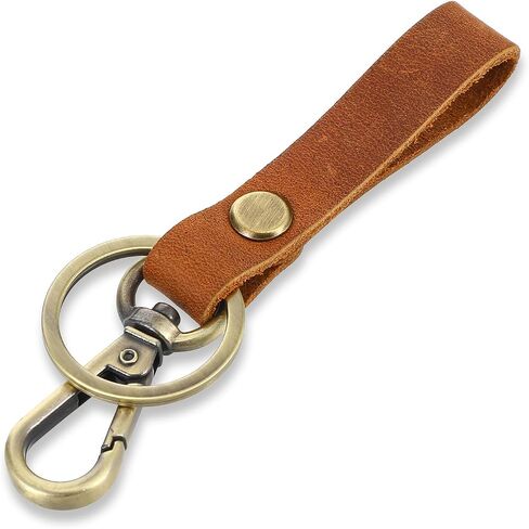 سلسلة مفاتيح جلدية أصلية ، مفاتيح جلدية مع حزام حلقة مقطع Metal Key Holder طبقة البقر اليدوية المصنوعة يدويًا لمفاتيح الهدايا in Saudi Arabia