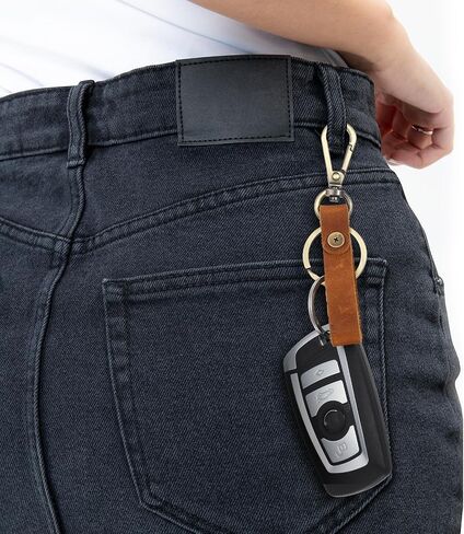 سلسلة مفاتيح جلدية أصلية ، مفاتيح جلدية مع حزام حلقة مقطع Metal Key Holder طبقة البقر اليدوية المصنوعة يدويًا لمفاتيح الهدايا in Saudi Arabia