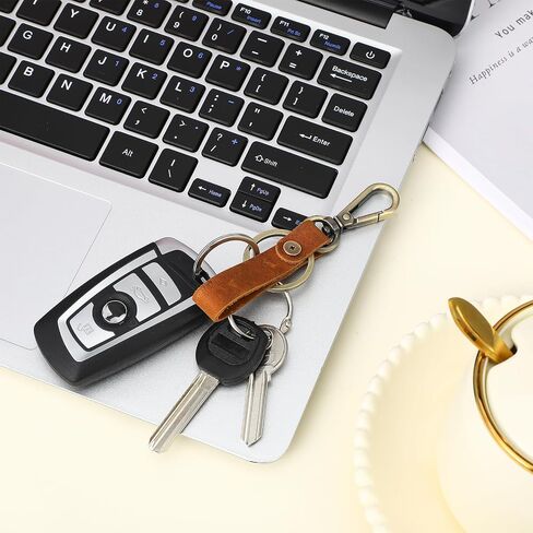 سلسلة مفاتيح جلدية أصلية ، مفاتيح جلدية مع حزام حلقة مقطع Metal Key Holder طبقة البقر اليدوية المصنوعة يدويًا لمفاتيح الهدايا in Saudi Arabia