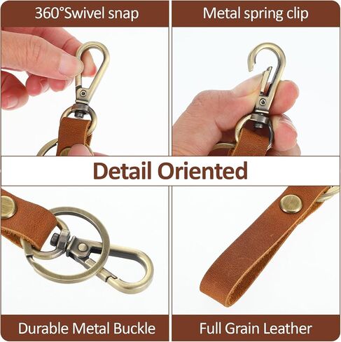 سلسلة مفاتيح جلدية أصلية ، مفاتيح جلدية مع حزام حلقة مقطع Metal Key Holder طبقة البقر اليدوية المصنوعة يدويًا لمفاتيح الهدايا in Saudi Arabia