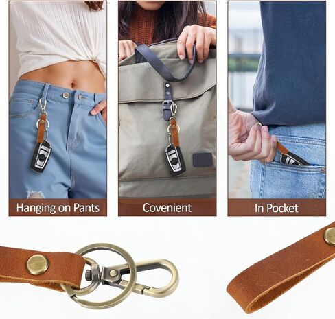 سلسلة مفاتيح جلدية أصلية ، مفاتيح جلدية مع حزام حلقة مقطع Metal Key Holder طبقة البقر اليدوية المصنوعة يدويًا لمفاتيح الهدايا in Saudi Arabia