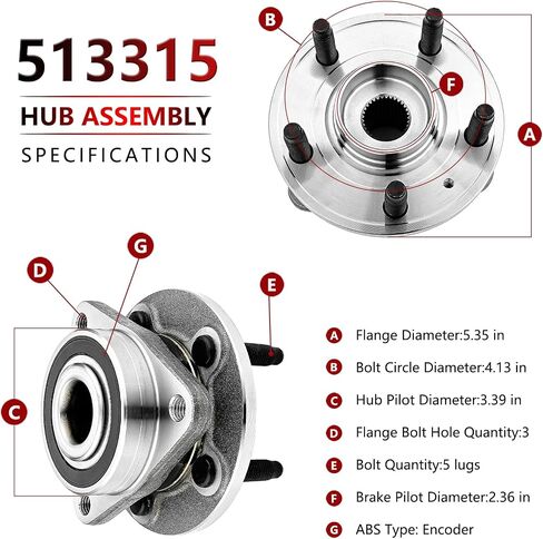 JLEO 513315 (Pair) Front Wheel Bearing and Hub Assemblies Replacement for Chevrolet Cruze 2011 2012 2013 2014 2015,for 2016 Cruze Limited with 15 Inches Wheels Only in Saudi Arabia