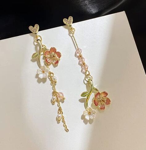 Lakiyoyoo Pink Flower Flower أقراط للنساء اللطيفات لؤلؤة لؤلؤة الكرز الأكياس الرصاصة الرصاصة الصيف المنعش الساحلي الأقراط in Kuwait