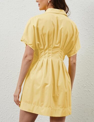 زر مخطط لأسفل فستان قميص مطوي للنساء in Kuwait