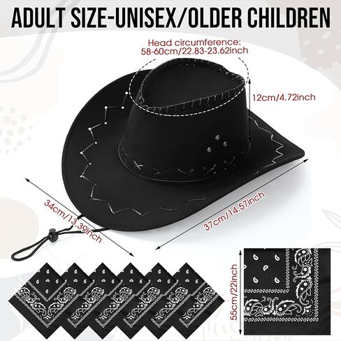 Zhanmai 12 Pieces Cowboy Hats and Bandanas Bulk Western Cowboy Cowgirl Hats Costume Party Favors in Saudi Arabia