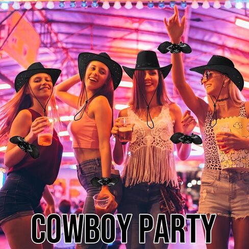 Zhanmai 12 Pieces Cowboy Hats and Bandanas Bulk Western Cowboy Cowgirl Hats Costume Party Favors in Saudi Arabia