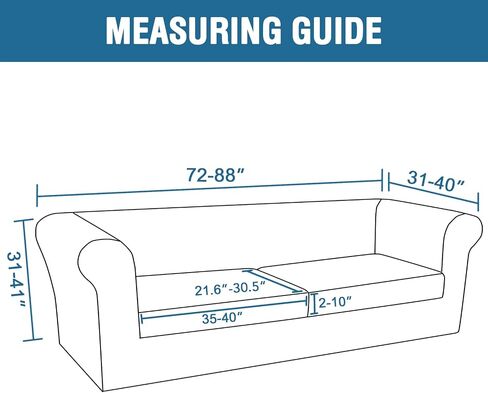3 Piece Chesterfield Sofa Cover for 2 Cushion Couch High Arm Sofa Slipcovers 2 Seat High Stretch Washable Furniture Protector for Dogs Pet (Khaki, XL-Loveseat) in Kuwait