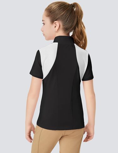 FitsT4 Sports Girls Short Sleeve Equestrian Shirt Quick Dry Horse Riding Shirts Half Zip Horseback Show Shirt in Saudi Arabia