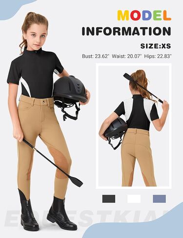 FitsT4 Sports Girls Short Sleeve Equestrian Shirt Quick Dry Horse Riding Shirts Half Zip Horseback Show Shirt in Saudi Arabia