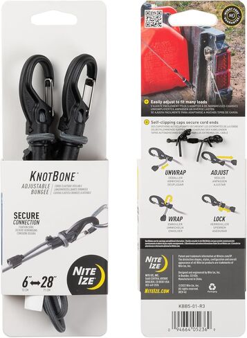 Nite Ize Knotbone bungee القابلة للتعديل - الحبل مع نهايات مقطع carabiner وطول قابلة للتعديل - سلك 5 مم - طول 6 "إلى 28" - الحجم 5 in Saudi Arabia