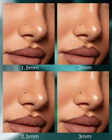 COCHARM 925 Sterling Silver Nose Stud 20g L Shaped Nose Ring Stud Cute Nose Piercing Stud Top Ball Nostril Piercing Jewelry for Women Men Ball End 1.5MM 2MM 2.5MM 3MM in Saudi Arabia