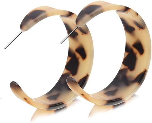 Leopard C-Shaped Acrylic Earrings. Bohemian Geometry Resin Hoop Earring Tortoise Shell Stud Earrings for Women Statement Earring in Saudi Arabia