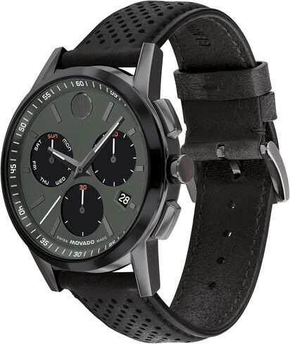 Movado Museum Sport Men's Watch - Swiss Quartz Chronograph Movement, Calfskin Strap - 3 ATM Water Resistance - Luxury Fashion Timepiece for Him - 43mm in Kuwait
