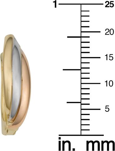 Kooljewelry 14K Tri-Color Gold Omega Back Hooop أقراط in Saudi Arabia
