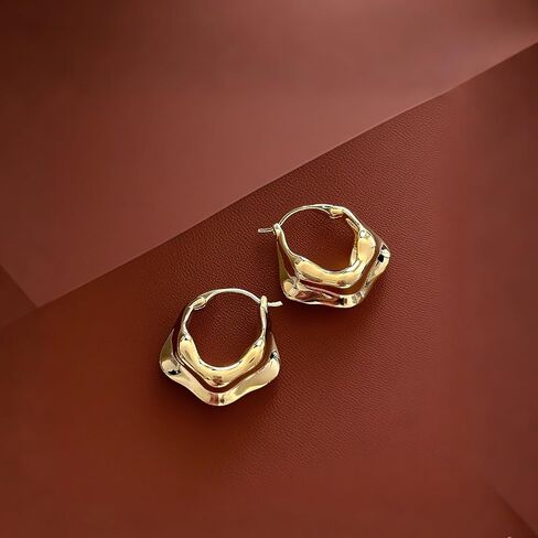 أقراط طوق ذهبية 18K للنساء الأقراط الإبداعية والذهبية الذهب أقراط مكتنزة للنساء in Kuwait