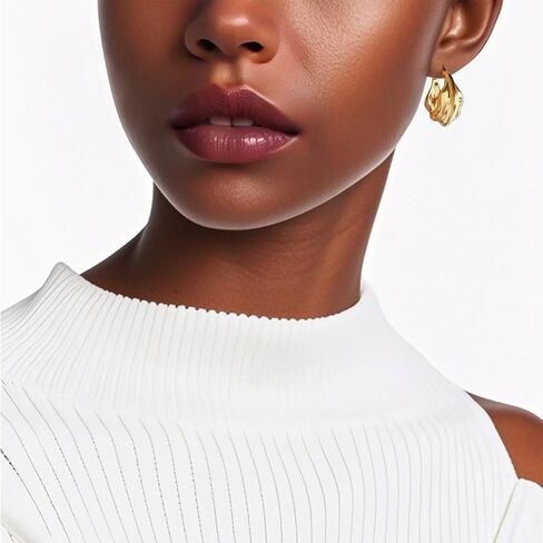 أقراط طوق ذهبية 18K للنساء الأقراط الإبداعية والذهبية الذهب أقراط مكتنزة للنساء in Kuwait