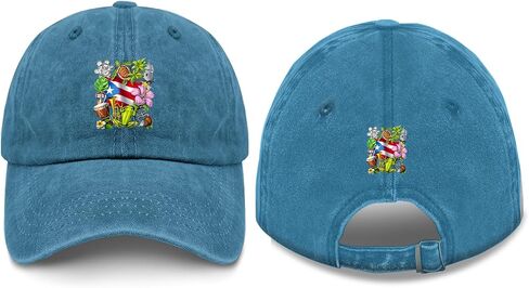 Made in US Boricua Coqui Frog Taino Puerto Rico Puerto Rican Flag Hats Cotton Washed 2 Baseball Caps in Saudi Arabia