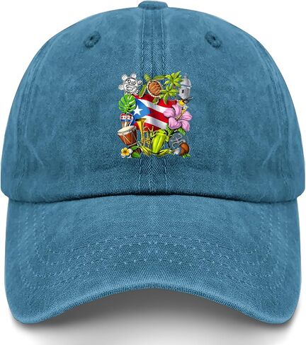 Made in US Boricua Coqui Frog Taino Puerto Rico Puerto Rican Flag Hats Cotton Washed 2 Baseball Caps in Saudi Arabia